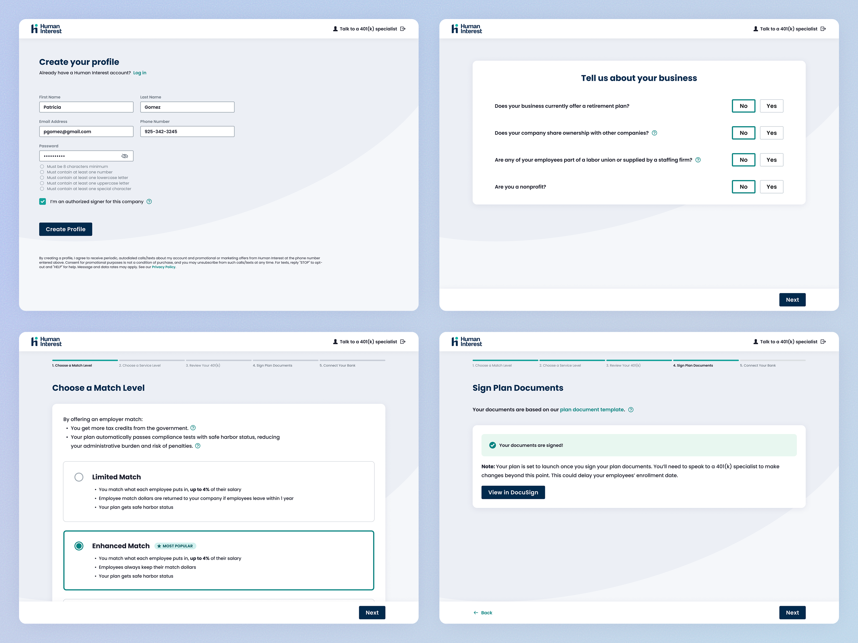 Side by side plan comparison in Fast Track